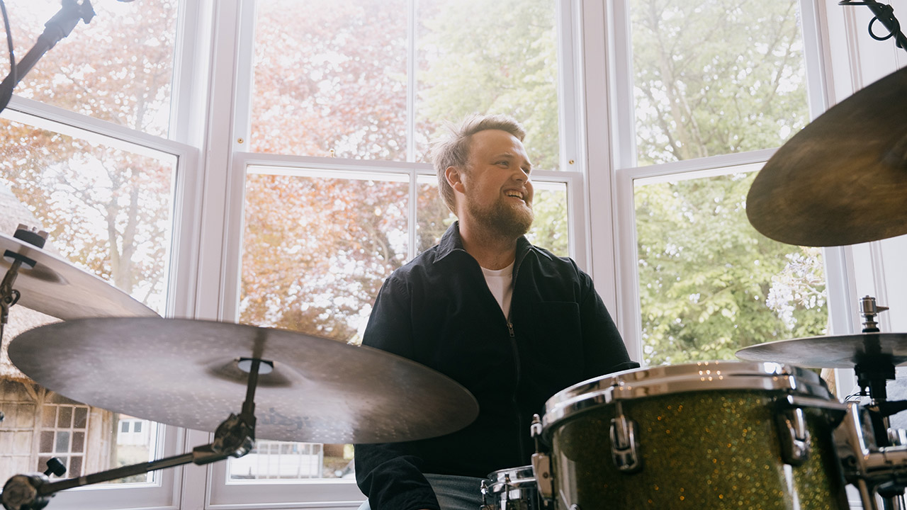 Lewis Jenkins at his drum set